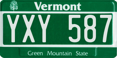 VT license plate YXY587