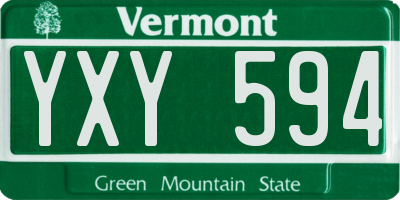 VT license plate YXY594