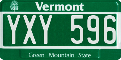 VT license plate YXY596