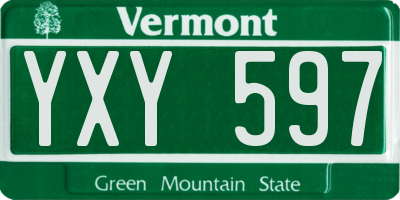VT license plate YXY597