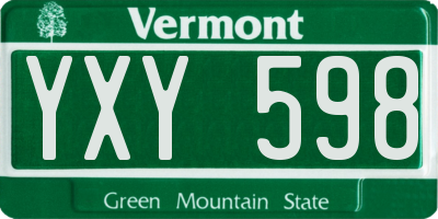 VT license plate YXY598