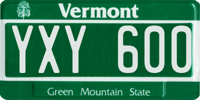 VT license plate YXY600