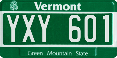 VT license plate YXY601