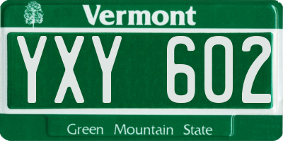 VT license plate YXY602