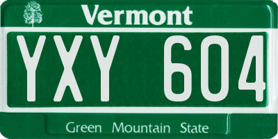 VT license plate YXY604