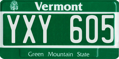 VT license plate YXY605