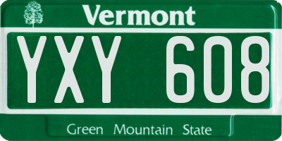 VT license plate YXY608