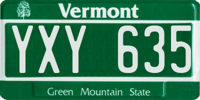 VT license plate YXY635