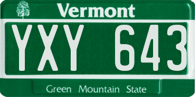 VT license plate YXY643