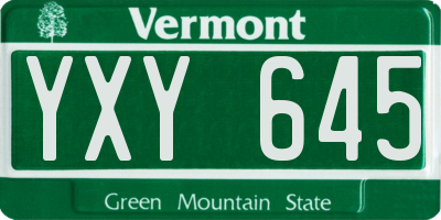 VT license plate YXY645