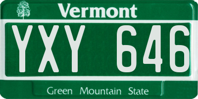 VT license plate YXY646