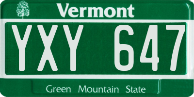 VT license plate YXY647