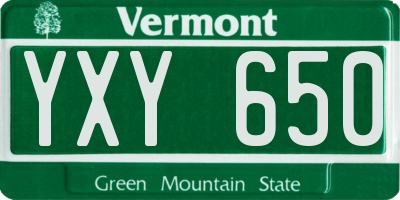 VT license plate YXY650
