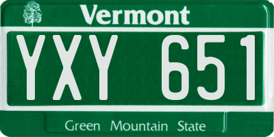 VT license plate YXY651