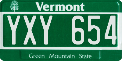 VT license plate YXY654