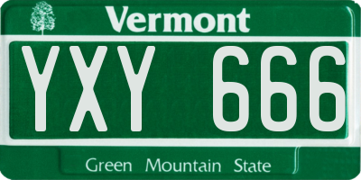 VT license plate YXY666