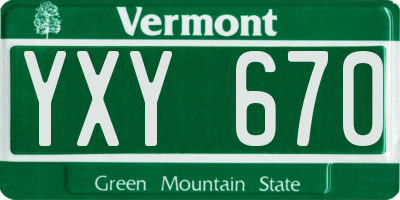 VT license plate YXY670