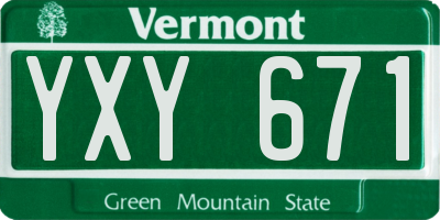 VT license plate YXY671