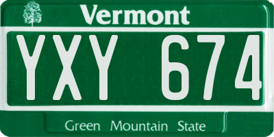 VT license plate YXY674