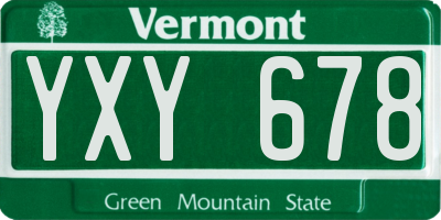 VT license plate YXY678