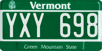 VT license plate YXY698