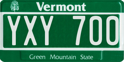 VT license plate YXY700