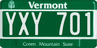 VT license plate YXY701