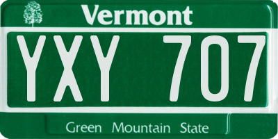 VT license plate YXY707