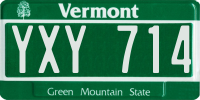 VT license plate YXY714