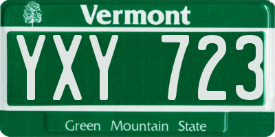 VT license plate YXY723