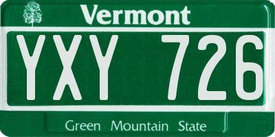 VT license plate YXY726