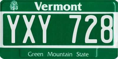 VT license plate YXY728
