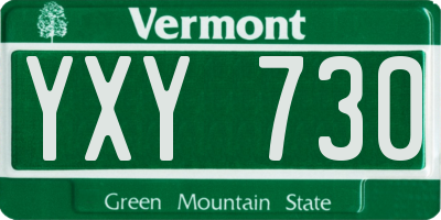 VT license plate YXY730