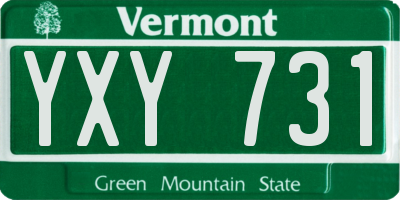 VT license plate YXY731