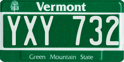 VT license plate YXY732