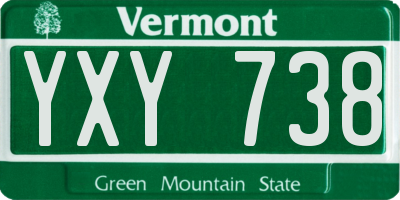 VT license plate YXY738