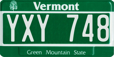 VT license plate YXY748