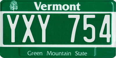 VT license plate YXY754