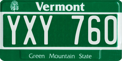 VT license plate YXY760
