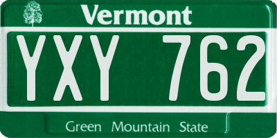 VT license plate YXY762