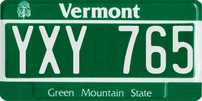 VT license plate YXY765