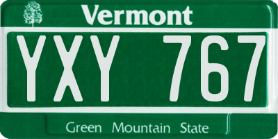 VT license plate YXY767