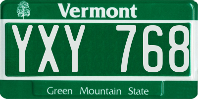 VT license plate YXY768