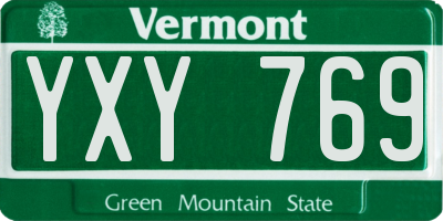 VT license plate YXY769