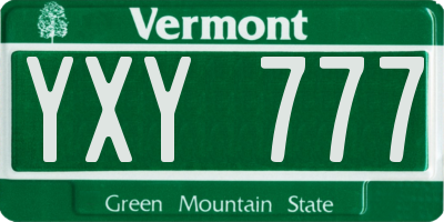 VT license plate YXY777