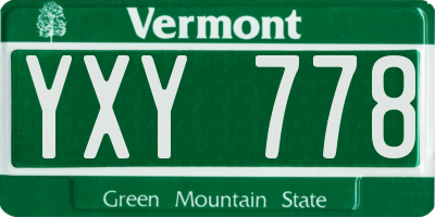 VT license plate YXY778