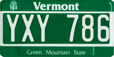 VT license plate YXY786