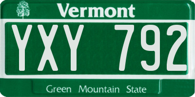 VT license plate YXY792