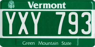 VT license plate YXY793