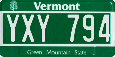 VT license plate YXY794